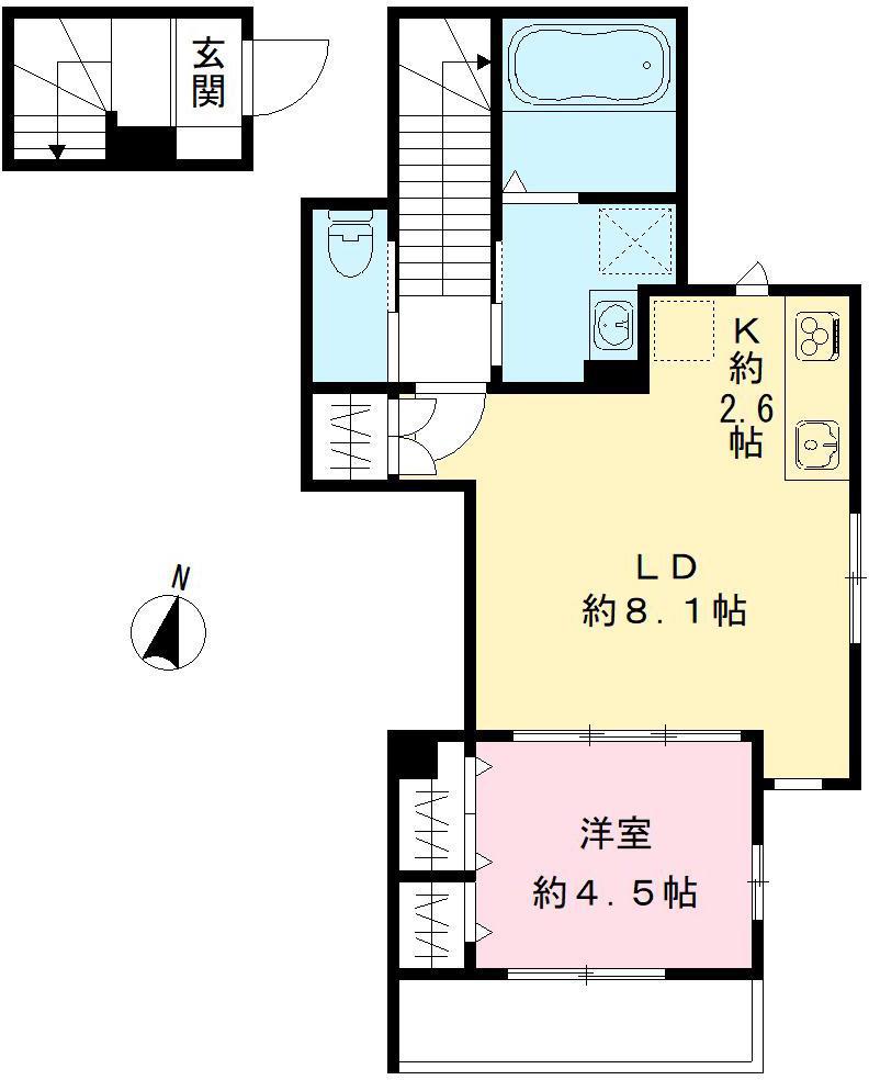 ソレイユ大原(1LDK/2階)の間取り写真