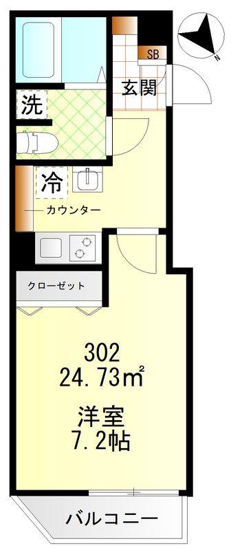カノープス南大井A(1K/3階)の間取り写真