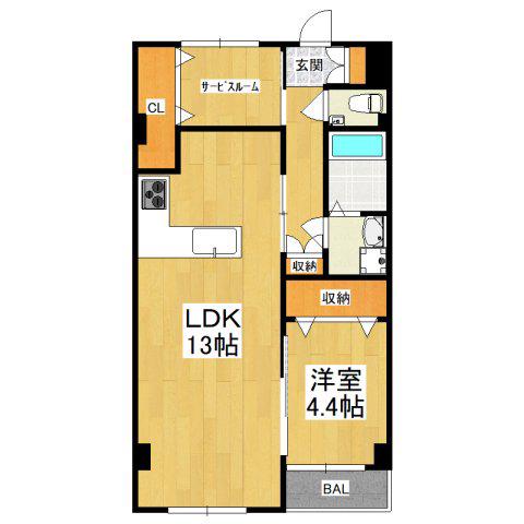 新栄プロパティー北野田II(1SLDK/2階)の間取り写真