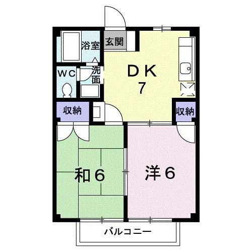 ドマーニA(2DK/1階)の間取り写真