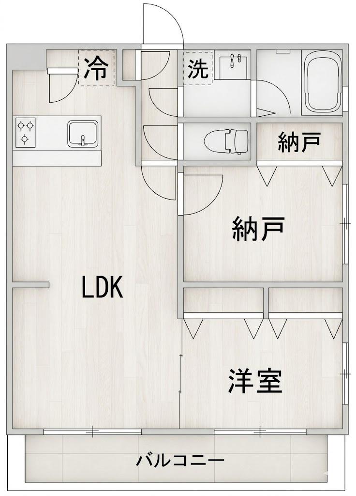 カルディア中央(1SLDK/2階)の間取り写真