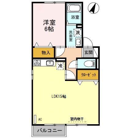 エメラルド(1LDK/2階)の間取り写真