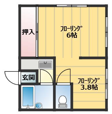 ニュー英(2K/1階)の間取り写真