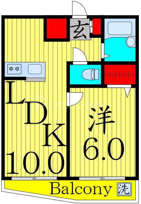 エレガンス綾瀬5(1LDK/2階)の間取り写真