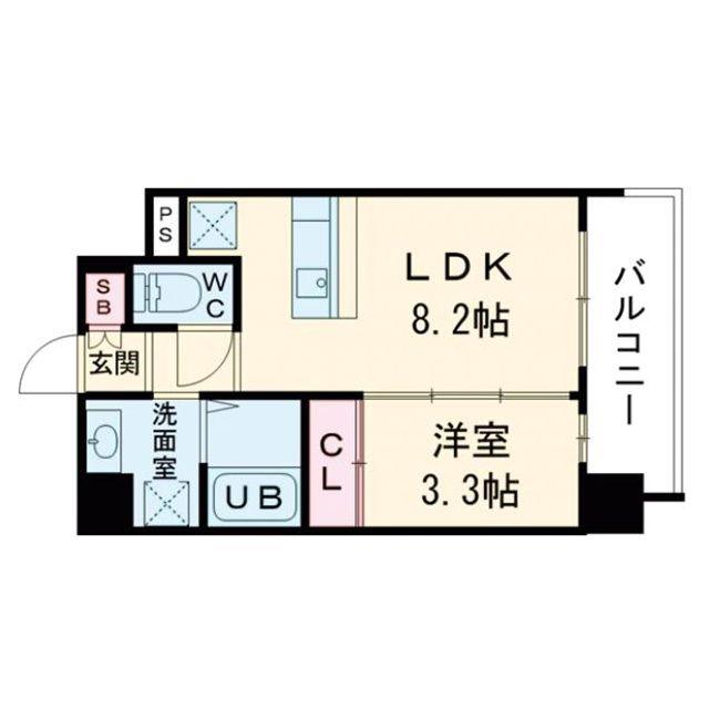 S-RESIDENCE難波西ALTER(1LDK/2階)の間取り写真