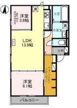 LUNARIA(2LDK/2階)の間取り写真