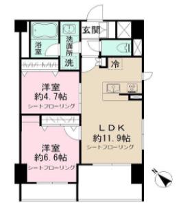 モクシオン イナギ(2LDK/1階)の間取り写真
