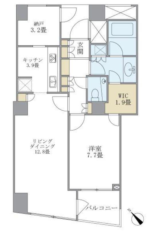 品川Vタワータワー棟(1LDK/22階)の間取り写真