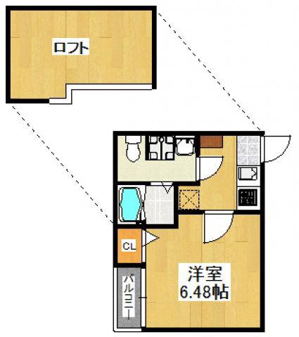 アリエス薬院(1K/2階)の間取り写真