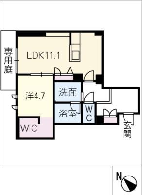 シャーメゾン ラ テラ(1LDK/1階)の間取り写真