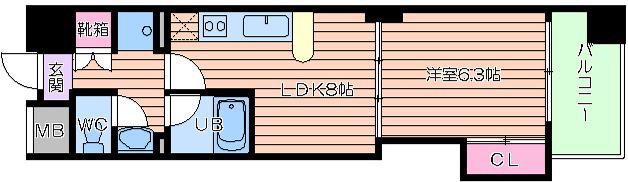 CITY SPIRE上町台(1LDK/4階)の間取り写真