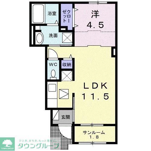 リリーモンターニュB(1LDK/1階)の間取り写真