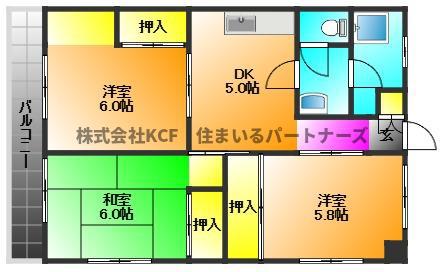 IT国分ビル(3DK/5階)の間取り写真