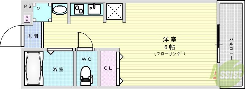 アーク吹田(ワンルーム/2階)の間取り写真