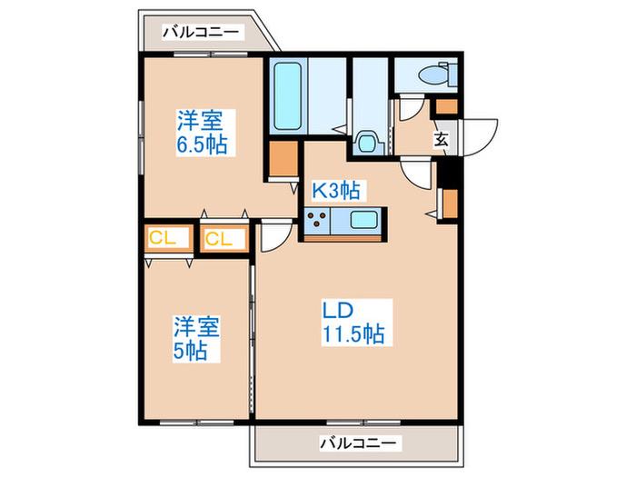 CAPPUCCINO(2LDK/4階)の間取り写真