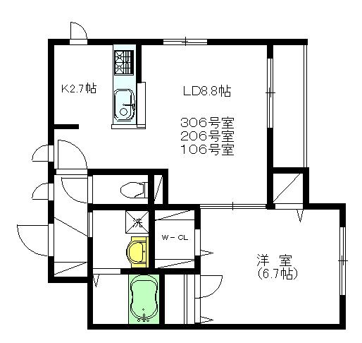 NOUVELLE MAISON(1LDK/3階)の間取り写真