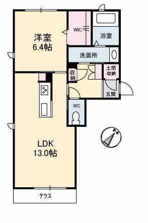 コンフォーザ A棟(1LDK/1階)の間取り写真
