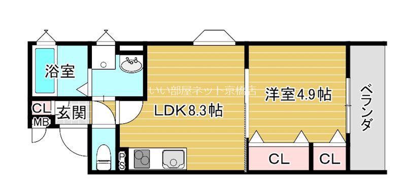 クレアール大久保町(1LDK/2階)の間取り写真