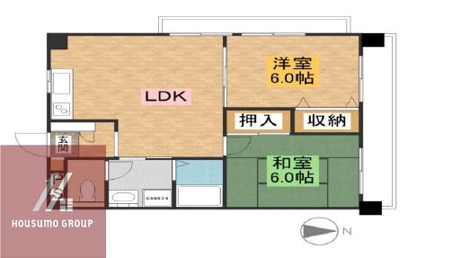 築港武智マンション(2LDK/4階)の間取り写真