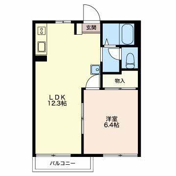 シャトーラトゥール D棟(1LDK/2階)の間取り写真