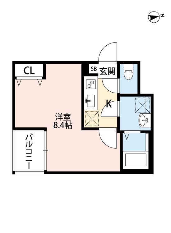 メゾングレース新松戸(1K/2階)の間取り写真