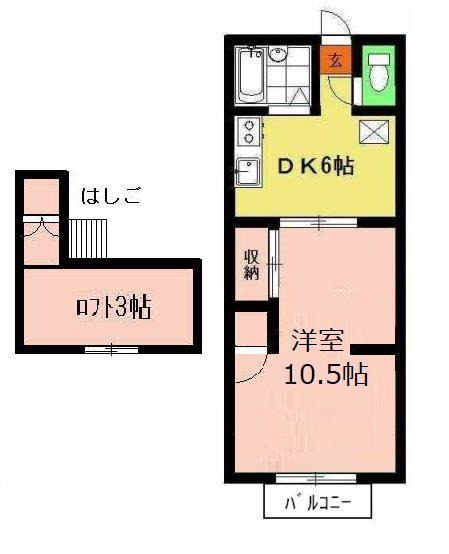 カマタアネックス(1DK/2階)の間取り写真