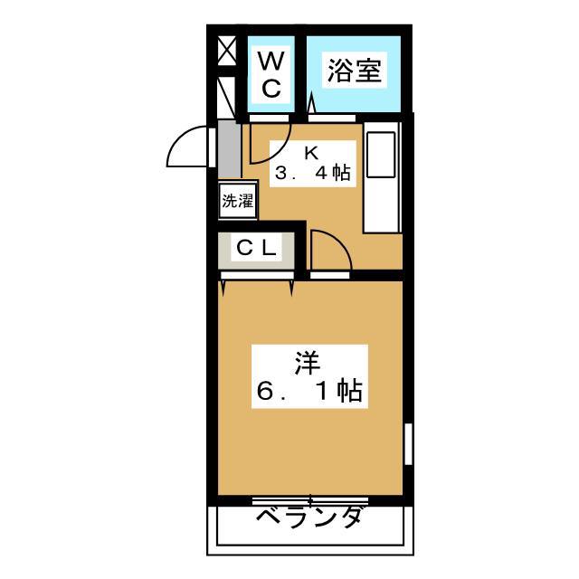 カームネストII(1K/1階)の間取り写真