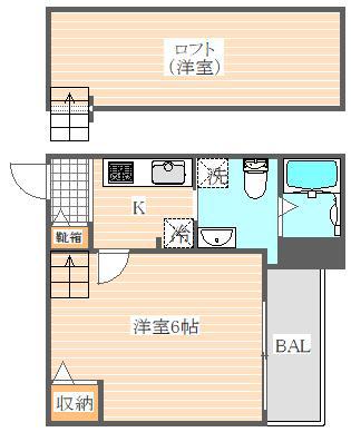 TIARE DE ASUKA(1SLK/2階)の間取り写真
