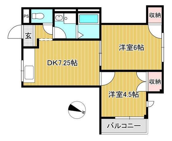 第2セジュールアキヤマ(2DK/2階)の間取り写真
