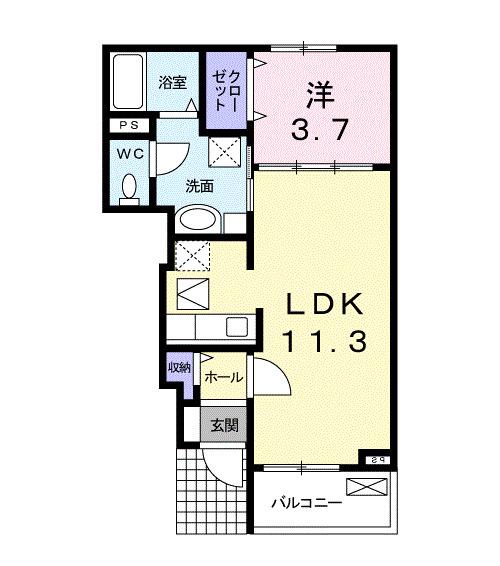 グランツ ひばりヶ丘 A(1LDK/1階)の間取り写真
