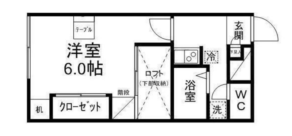 フラットマーブル(1K/2階)の間取り写真