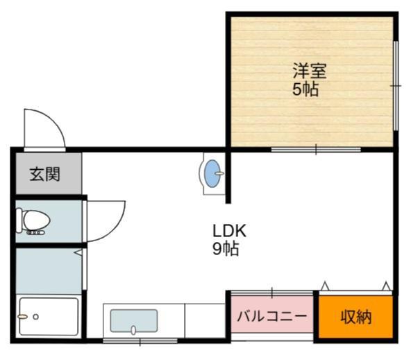 クレールド長居(1LDK/4階)の間取り写真