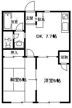 ハイツ雅(2DK/2階)の間取り写真