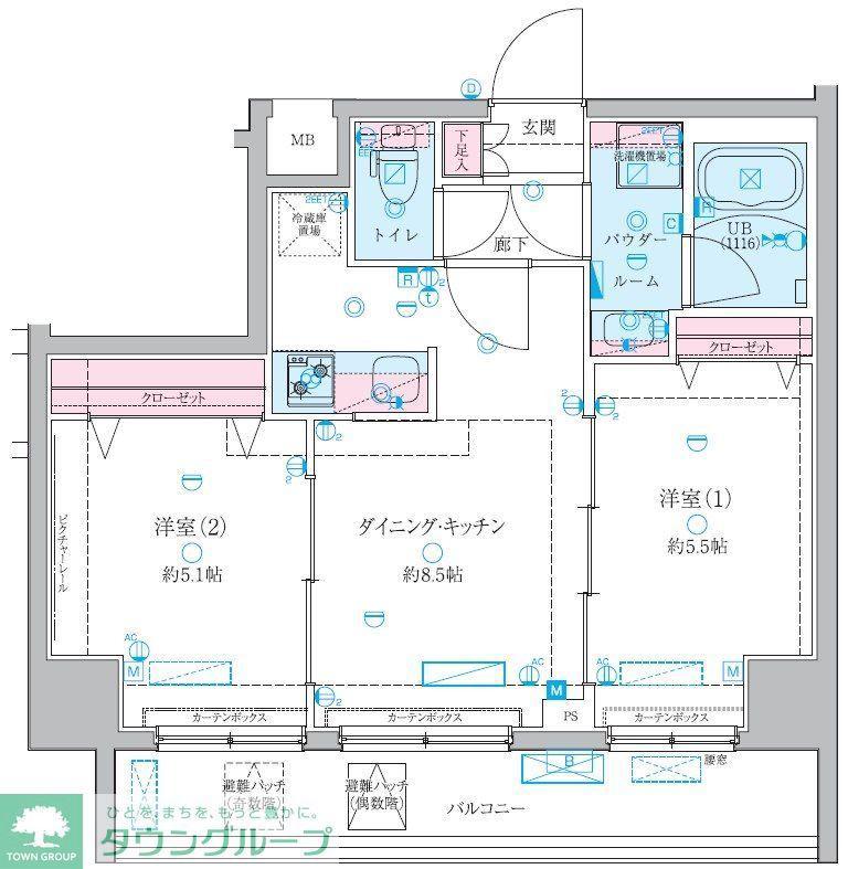 GENOVIA 白糸台 SKYGARDEN(2DK/10階)の間取り写真