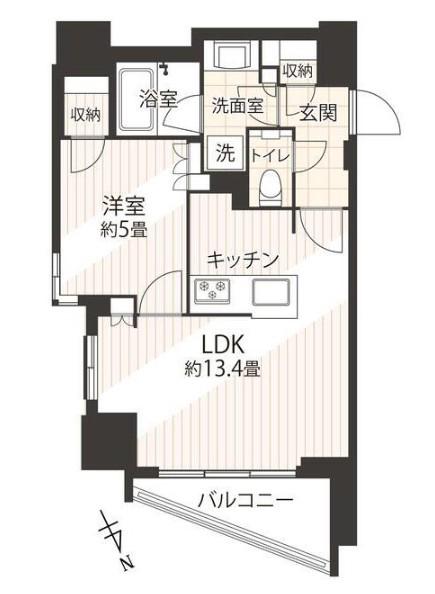 ライオンズ麻布十番 スペリア(1LDK/8階)の間取り写真