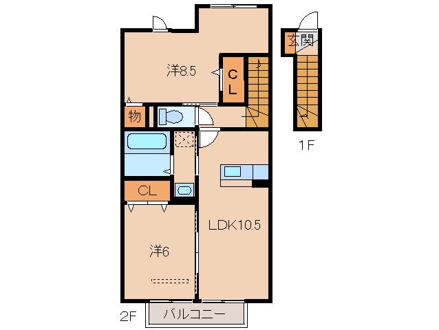 フォレスト コート(2LDK/2階)の間取り写真