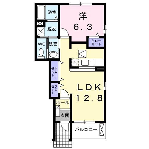 サウスメゾン 淳B(1LDK/1階)の間取り写真