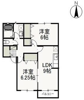 クリスタルパレス C(2LDK/2階)の間取り写真
