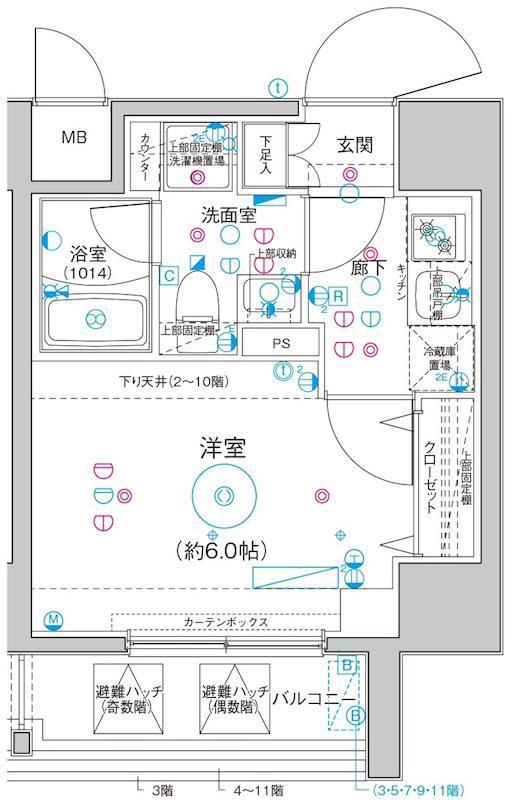 LEA横濱関内弐番館(1K/11階)の間取り写真