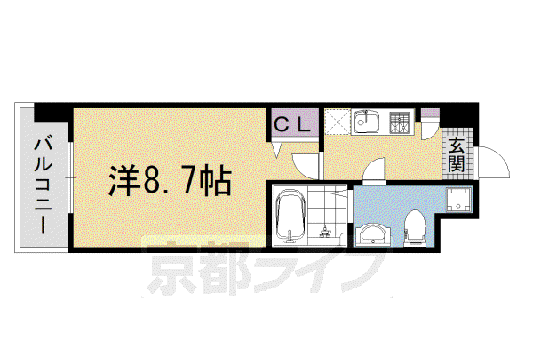 プレサンスNEO京都烏丸(1K/9階)の間取り写真