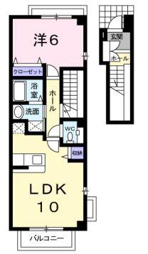 プロムナード(1LDK/2階)の間取り写真