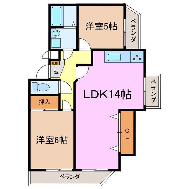ヒルズ茶園(3LDK/1階)の間取り写真