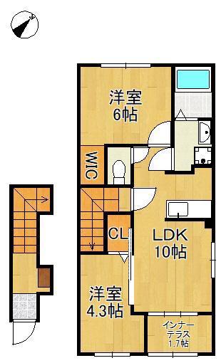 MAISON STELLA MON(2LDK/2階)の間取り写真