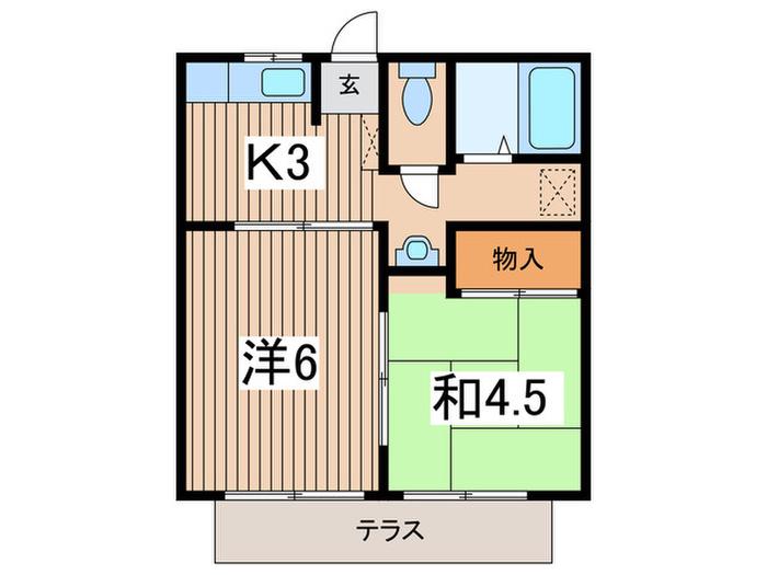 ルファール二ッ橋(2K/1階)の間取り写真