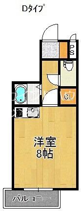 サンピアユタカ岸里東(ワンルーム/2階)の間取り写真