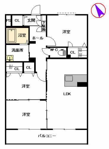 MASTメゾン尾ノ上(3LDK/3階)の間取り写真