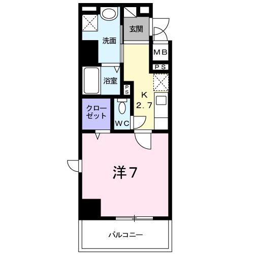 三の丸レジデンス(1K/2階)の間取り写真