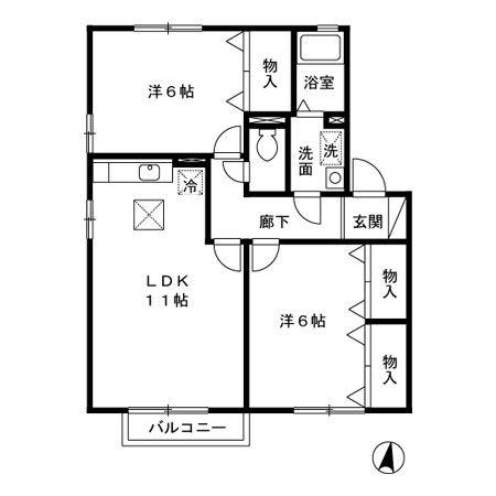 ベルハイム(2LDK/1階)の間取り写真