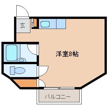 エメラルド大物(1K/2階)の間取り写真