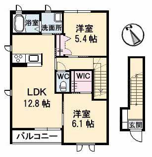 サンセールB(2LDK/2階)の間取り写真